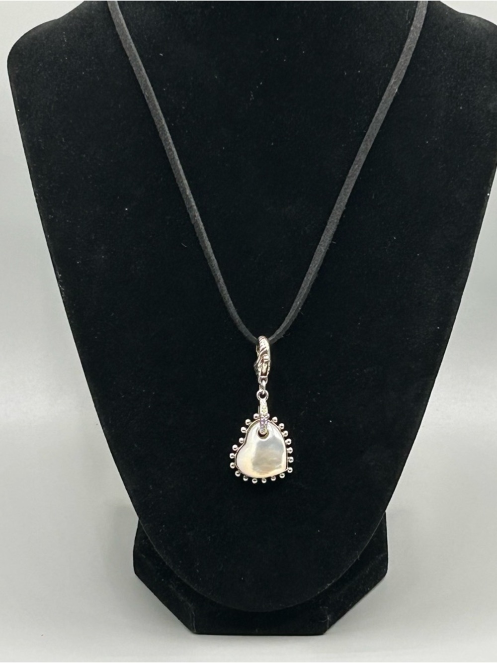 Judith Ripka Sterling Silver Heart Enhancer Pendant MOP & CZ